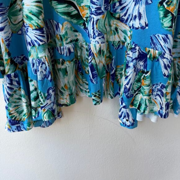 Chico’s Size XL Lite abstract print ruffled open cardigan 3/4 sleeves size XXL - Picture 8 of 11